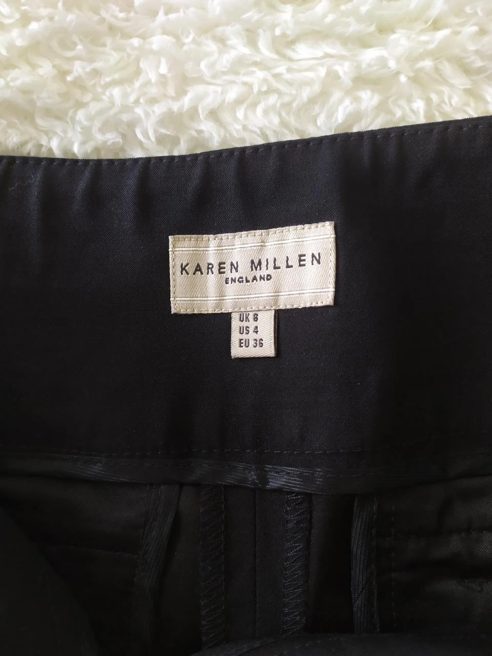 Karen Millen Pantalon Capri Élégant en Laine Noir UK8 EU36 Neuf – photo 12